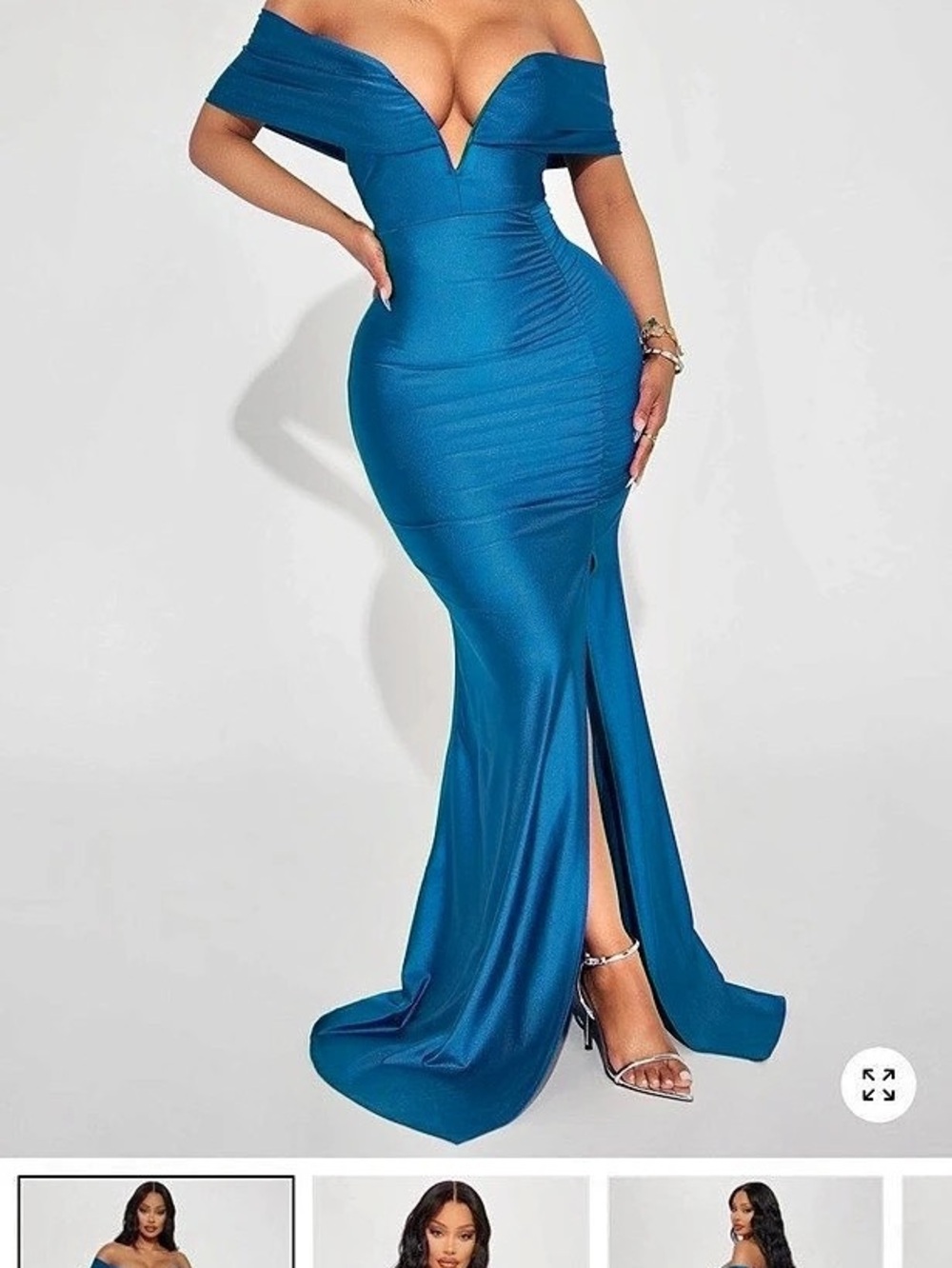 Fashion nova Off-Shoulder Ruched Mermaid Maxi Gown – XL